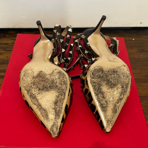 Valentino rockstud kitten heel leopard calf hair size 38 1/2 - Picture 4 of 5